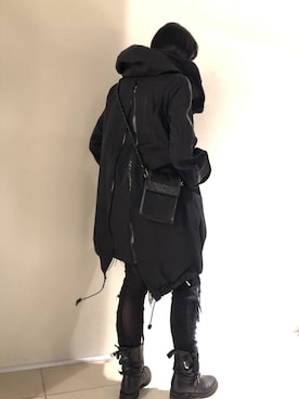 「KMRii」｜「アイテム（モッズコート）」を使った、照井千尋さん（レディース・163cm）の冬コーディネート