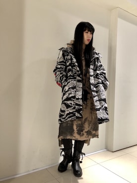 「AULA」｜「アイテム（モッズコート）」を使った、照井千尋さん（レディース・163cm）の冬コーディネート