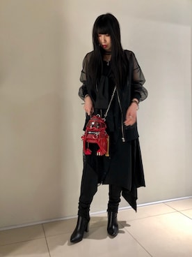 「ADDICT NOIR（アディクトノアー）のアイテム（ジャケット/アウター）」を使った、照井千尋さん（レディース・163cm）の冬コーディネート