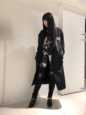 「Y's（ワイズ）のアイテム（ジャケット/アウター）」を使った、照井千尋さん（レディース・163cm）の冬コーディネート