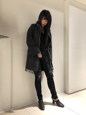 「ADDICT NOIR（アディクトノアー）のアイテム（ジャケット/アウター）」を使った、照井千尋さん（レディース・163cm）の冬コーディネート