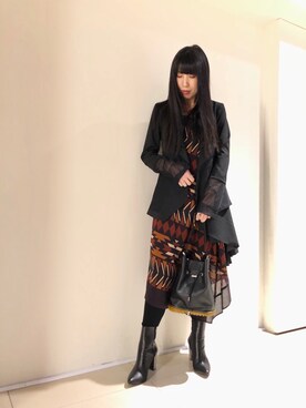「ADDICT NOIR（アディクトノアー）のアイテム（ジャケット/アウター）」を使った、照井千尋さん（レディース・163cm）の冬コーディネート