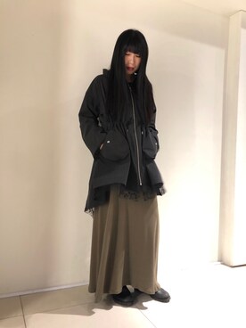 「ADDICT NOIR（アディクトノアー）のアイテム（ジャケット/アウター）」を使った、照井千尋さん（レディース・163cm）の春コーディネート
