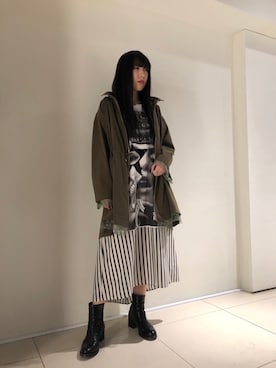 「ADDICT NOIR（アディクトノアー）のアイテム（ジャケット/アウター）」を使った、照井千尋さん（レディース・163cm）の春コーディネート