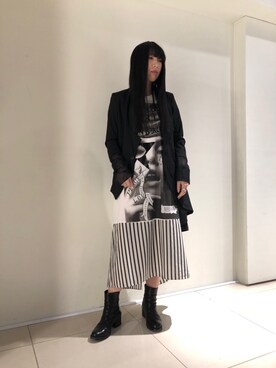 「ADDICT NOIR（アディクトノアー）のアイテム（ジャケット/アウター）」を使った、照井千尋さん（レディース・163cm）の春コーディネート