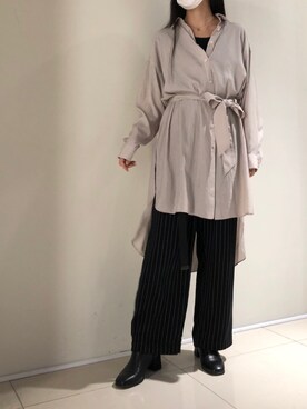 「ISAMU KATAYAMA BACKLASH（イサムカタヤマバックラッシュ）のアイテム」を使った、照井千尋さん（レディース・163cm）の春コーディネート