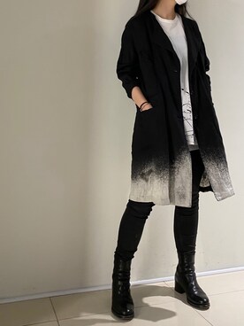 「KMRii」｜「アイテム（ステンカラーコート）」を使った、照井千尋さん（レディース・163cm）の夏コーディネート