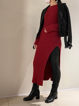「ROYAL FLASH（ロイヤルフラッシュ）のアイテム（ライダースジャケット）」を使った、照井千尋さん（レディース・163cm）の秋コーディネート