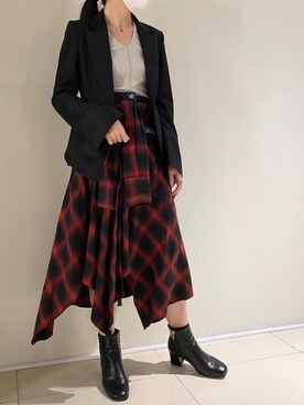 「ADDICT NOIR（アディクトノアー）のアイテム（ジャケット/アウター）」を使った、照井千尋さん（レディース・163cm）の秋コーディネート
