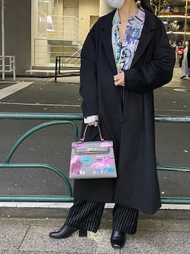 「ISAMU KATAYAMA BACKLASH（イサムカタヤマバックラッシュ）のアイテム」を使った、照井千尋さん（レディース・163cm）の秋コーディネート