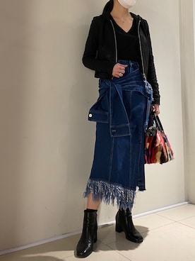 「ADDICT NOIR（アディクトノアー）のアイテム（ジャケット/アウター）」を使った、照井千尋さん（レディース・163cm）の冬コーディネート