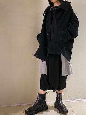 「Y's（ワイズ）のアイテム（ジャケット/アウター）」を使った、照井千尋さん（レディース・163cm）の冬コーディネート