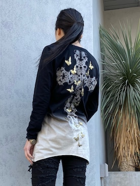 「KMRii（ケムリ）のアイテム（トップス）」を使った、照井千尋さん（レディース・163cm）の冬コーディネート