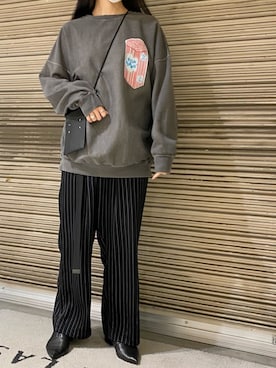 「ISAMU KATAYAMA BACKLASH（イサムカタヤマバックラッシュ）のアイテム」を使った、照井千尋さん（レディース・163cm）の春コーディネート