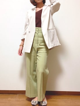「Mila Owen（ミラオーウェン）のアイテム（ノーカラージャケット）」を使った、shira32さん（レディース・157cm）の秋コーディネート