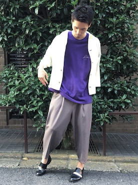 「ステッチ」｜「アイテム（スリッポン）」を使った、ジョウジマさん（メンズ・177cm）の夏コーディネート