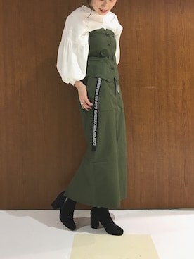 「CHEVRE（シェーブル）のアイテム」を使った、ささきともみさん（レディース・157cm）の春コーディネート