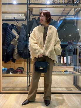 「チェック柄に恋してる」｜「アイテム（ノーカラージャケット）」を使った、ささきともみさん（レディース・157cm）の秋コーディネート