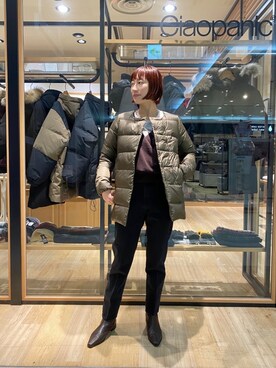 「Pyrenex（ピレネックス）のアイテム」を使った、ささきともみさん（レディース・157cm）の秋コーディネート