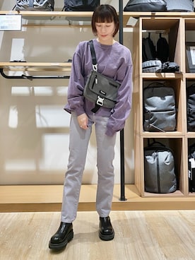 「ブリーチデニム」｜「アイテム（ブーツ）」を使った、ささきともみさん（レディース・157cm）の冬コーディネート