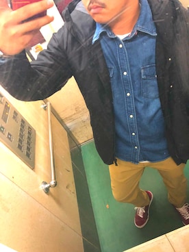 「アイテム（モカシン/デッキシューズ、レッド系）」を使った、yukiya.sさん（メンズ・173cm）の春コーディネート