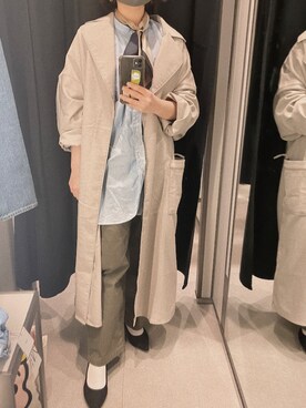 「niko and...（ニコアンド）のアイテム（トレンチコート）」を使った、mimimokitiさん（レディース・151cm）の冬コーディネート