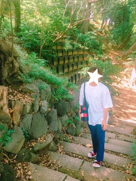 「USEDo（ユーズド）のアイテム（パンツ）」を使った、ぽっ。さん（メンズ・167cm）の夏コーディネート