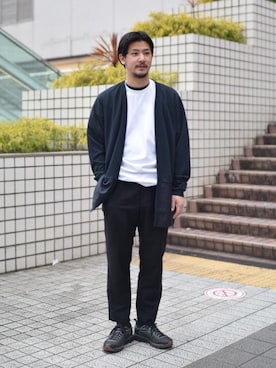 「EN ROUTE（アンルート）のアイテム（Tシャツ/カットソー）」を使った、高野 恭平さん（メンズ・177cm）の春コーディネート