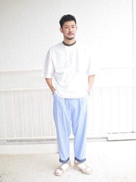 「EN ROUTE（アンルート）のアイテム（シャツ/ブラウス）」を使った、高野 恭平さん（メンズ・177cm）の夏コーディネート