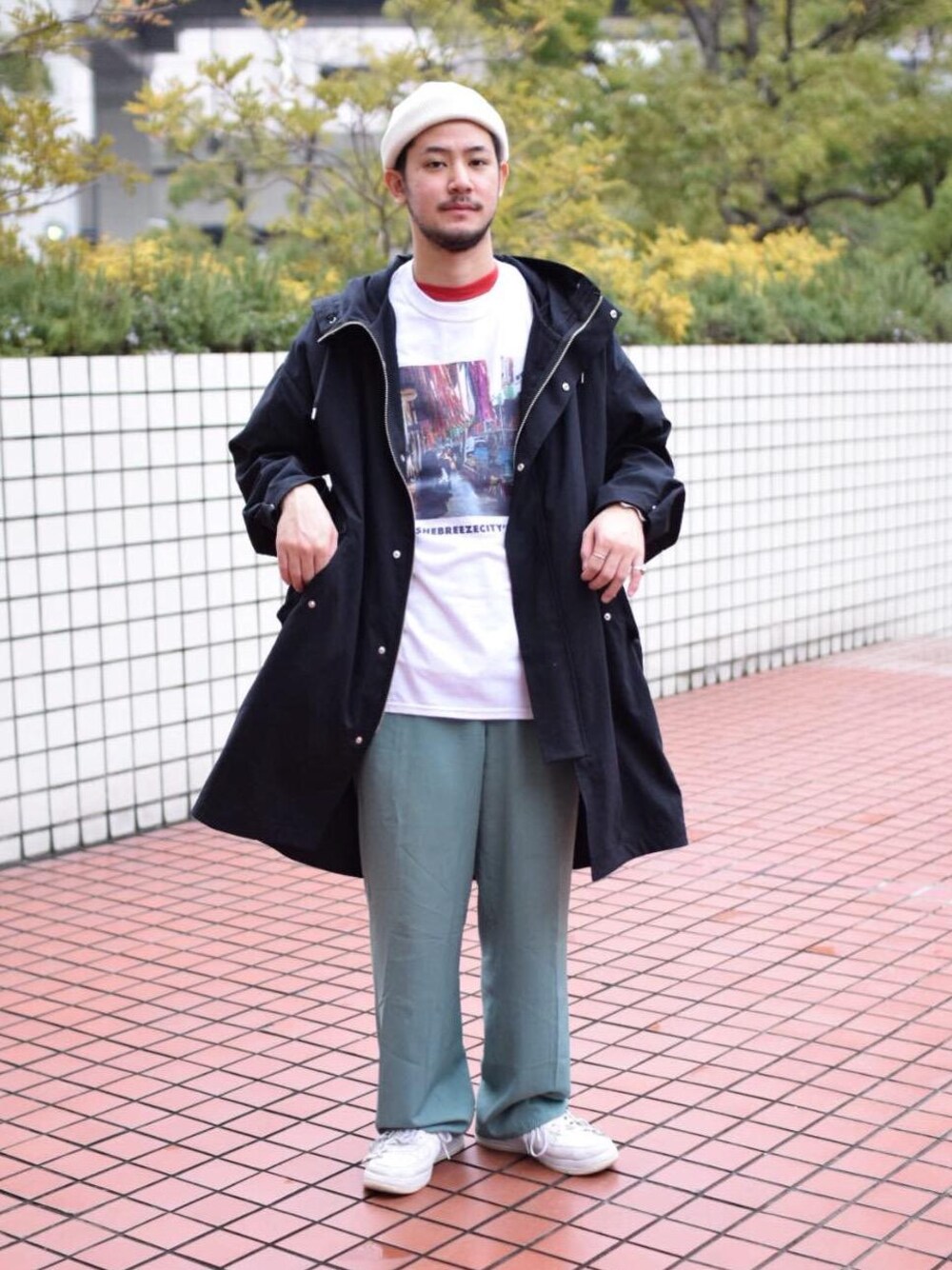 「RACALの＜Racal（ラカル）＞ ROLL KNIT CAP/ニットキャップ（ニットキャップ/ビーニー、ホワイト系）」を使った、高野 恭平さん（メンズ・177cm）の冬コーディネートの1枚目の写真