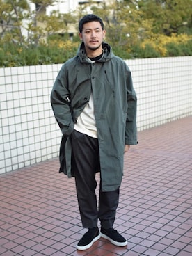 「UNITED ARROWS（ユナイテッドアローズ）のアイテム（モッズコート）」を使った、高野 恭平さん（メンズ・177cm）の春コーディネート
