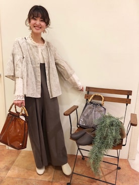 「サマンサモスモス」｜「アイテム（スリッポン）」を使った、わだみさん（レディース・153cm）の春コーディネート