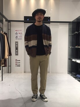 「UNITED TOKYO（ユナイテッドトウキョウ）のアイテム（チノパンツ）」を使った、Shintaro Shinagawaさん（メンズ・182cm）の春コーディネート