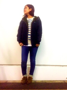 「Design Tshirts Store graniph（デザイン　ティーシャツ　ストア　グラニフ）のアイテム（ブルゾン）」を使った、TAKIZAWAさん（レディース・167cm）の冬コーディネート