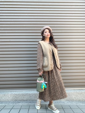 「日常」｜「アイテム（ワンピース/ドレス）」を使った、Kico糕さん（レディース・151cm）の冬コーディネート