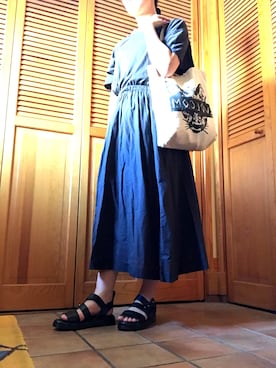 「ベルトサンダル」｜「アイテム（ワンピース/ドレス）」を使った、skyinaさん（レディース・156cm）の夏コーディネート