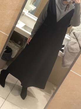 「BACK NUMBER（バックナンバー）のアイテム（オールインワン・サロペット）」を使った、おかちゃんさん（レディース・163cm）の冬コーディネート
