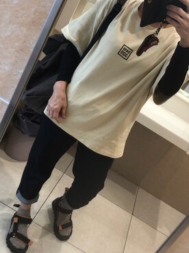 おかちゃんさんの「WEARISTA Deco × INTER FACTORY　ロゴプリントビッグTシャツ」を使ったコーディネート