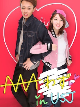 「アイテム（スタジャン、ピンク系）」を使った、りょうすけさん（メンズ・175cm）の春コーディネート