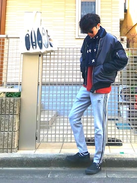 「BEAMS（ビームス）のアイテム（MA-1）」を使った、ryo _kumamoto_さん（メンズ・178cm）の秋コーディネート