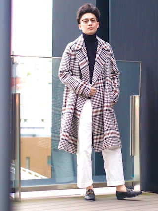 BEAMS F別注HevoイーヴォBRINDISIグレンチェックベルデッドコート BEAMS F別注HevoイーヴォBRINDISIグレンチェックベルデッド