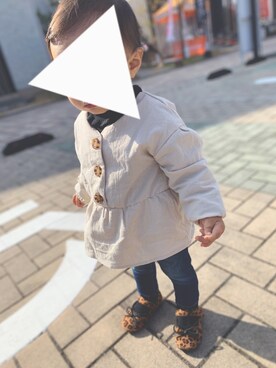 「GAP（ギャップ）の1969 マイ ファースト レギンス ジーンズ (ベビー)（デニムパンツ）」を使った、Haluさん（キッズ・80cm）の冬コーディネート