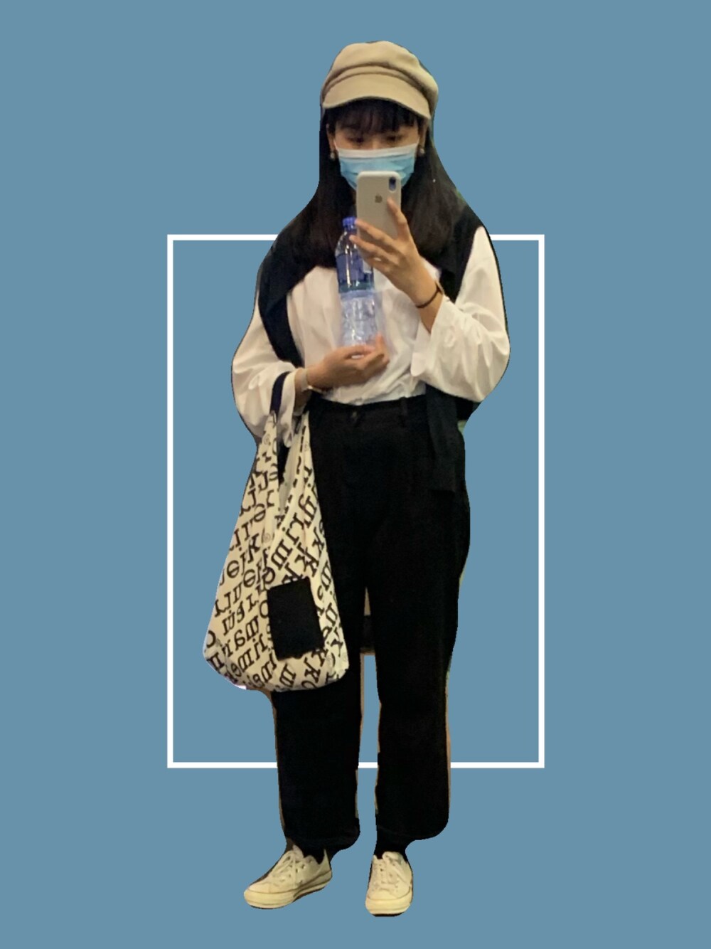 「ootd、休閒、球鞋、日系極簡、基礎款、converse、白T、工裝褲、黑白搭配」｜「mujiのアイテム（帽子、ベージュ系）」を使った、Loktung Legoさん（レディース・167cm）の秋コーディネートの1枚目の写真