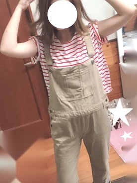 「chocomee（チョコミー）のアイテム（オールインワン・サロペット）」を使った、てぃえさん（レディース・159cm）の夏コーディネート