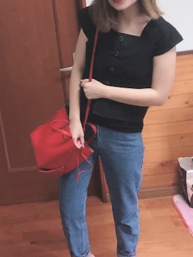「chocomee（チョコミー）のアイテム（デニムパンツ）」を使った、てぃえさん（レディース・159cm）の夏コーディネート
