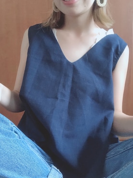 「chocomee（チョコミー）のアイテム（デニムパンツ）」を使った、てぃえさん（レディース・159cm）の夏コーディネート