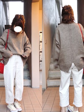 「chocomee（チョコミー）のアイテム（デニムパンツ）」を使った、てぃえさん（レディース・159cm）の冬コーディネート