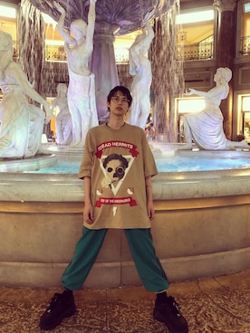 「Gosha Rubchinskiy（ゴーシャラブチンスキー）のアイテム（パンツ）」を使った、シンノスケさん（メンズ・170cm）の夏コーディネート