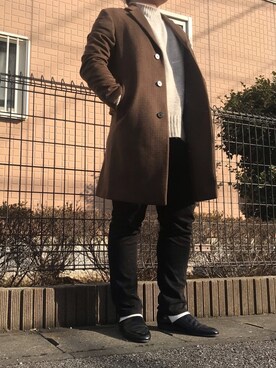 「GU（ジーユー）の（GU）スキニーフィットジーンズ（MEN ⁄ ジーンズ）」を使った、moumouさん（メンズ・170cm）の冬コーディネート