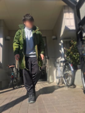 「スエット」｜「アイテム（ミリタリージャケット）」を使った、moumouさん（メンズ・170cm）の冬コーディネート
